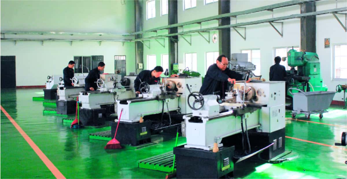 Bright machining center with multiple precision machine tools.