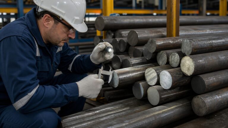1045 carbon steel round bar shown during third party inspection services