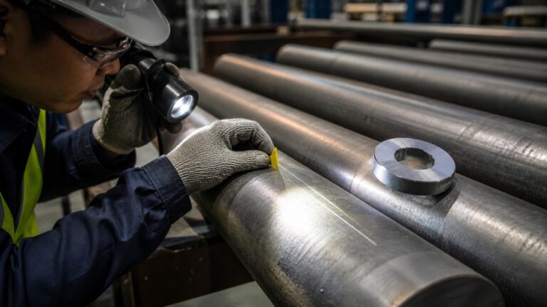 alloy steel round bar shown during product inspection