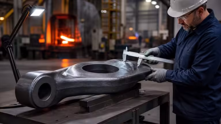 steel forging shown during manufacturing inspection