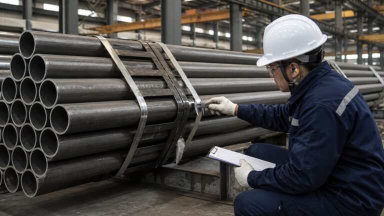 carbon steel pipe shown during pre shipment inspection
