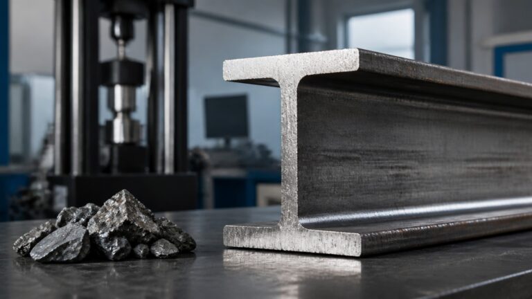 Educational steel scene illustrating High-Strength Low-Alloy Steel: When Less Alloy Can Still Mean More Strength