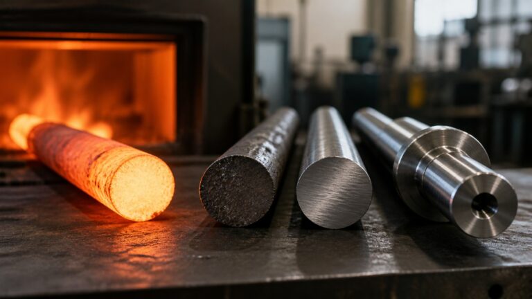 Educational steel scene illustrating 4140 Steel Yield Strength: Why Heat Treatment Must Be Part of the Answer