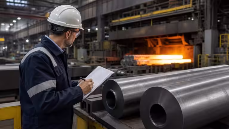 steel products shown during factory inspection