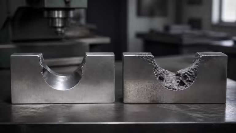 Educational steel scene illustrating A2 vs D2 Tool Steel: How Toughness and Wear Resistance Differ