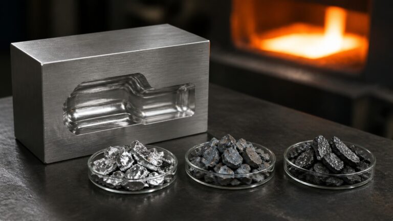Educational steel scene illustrating H13 Tool Steel Composition: How Chromium, Molybdenum, and Vanadium Work Together