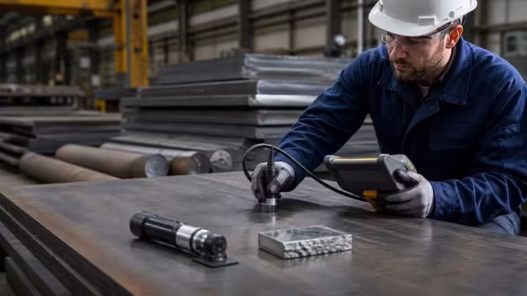 steel products shown during metal testing