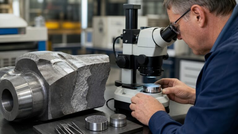 steel part shown during metallurgical testing