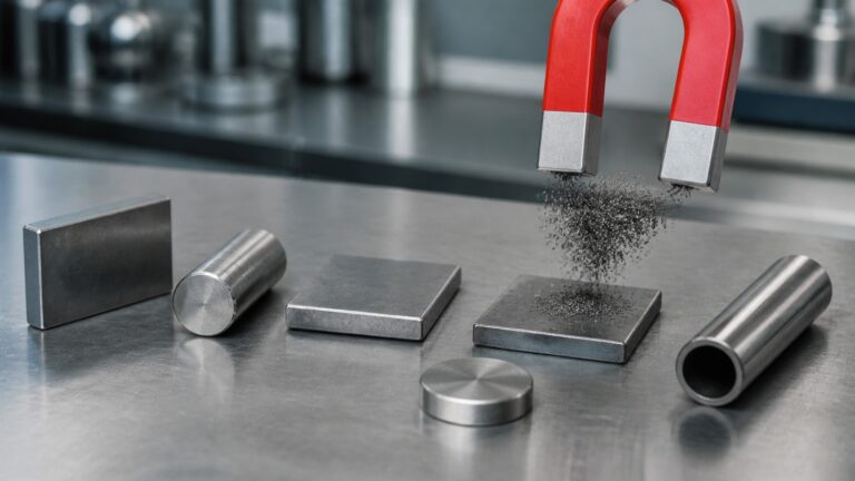 Educational steel scene illustrating Is 316 Stainless Steel Magnetic? What a Magnet Test Can and Cannot Tell You