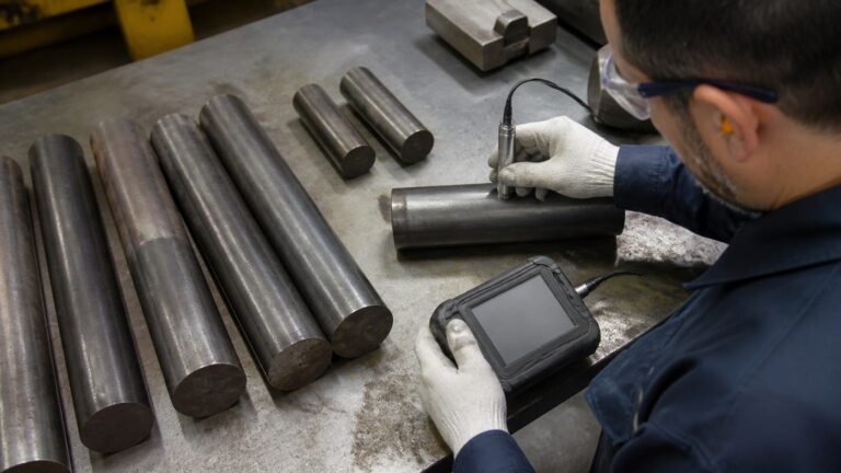 steel products shown during material testing service