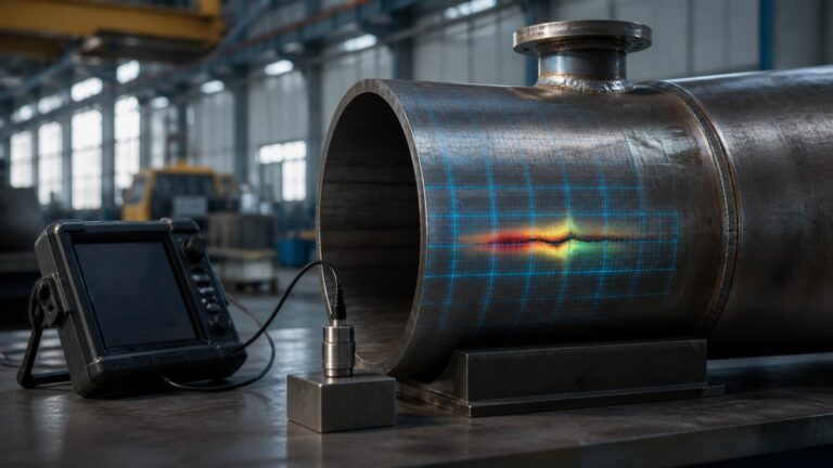 Educational steel scene illustrating Non-Destructive Metal Testing: Find Defects Without Cutting the Part Apart