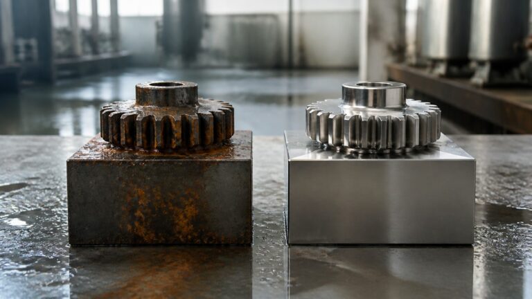 Educational steel scene illustrating Alloy Steel vs Stainless Steel: Strength, Rust, and Everyday Uses