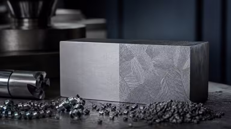 Educational steel scene illustrating D2 Tool Steel Composition: Why High Carbon and Chromium Change Machining