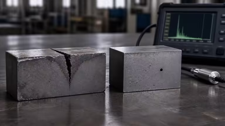 Educational steel scene illustrating Steel Ultrasonic Testing: What It Can See and What It Can Miss