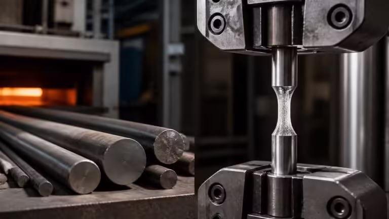 Educational steel scene illustrating 1045 Steel Tensile Strength: Read the Number in the Right Condition