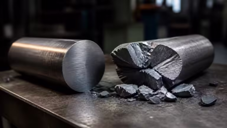 Educational steel scene illustrating 4140 Steel Hardness: Why Harder Can Also Mean More Brittle